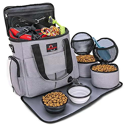 Dog Travel Bag – Carry-On Pet Travel Carrier with Food Containers & Bowls